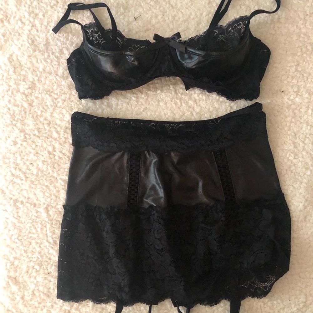 Black garter lingerie